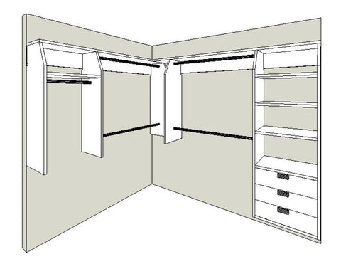 3B and 2 "L" Shape Walk In Wardrobe Combination