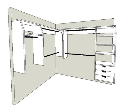 3B and 2 "L" Shape Walk In Wardrobes Combination