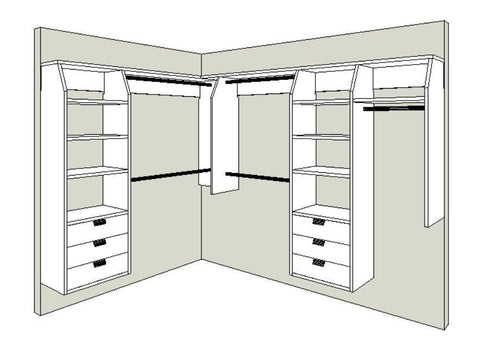 3B and 5 "L" Shape Walk In Wardrobe Combination
