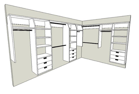 6A and 5 "L" Shape Walk In Wardrobe Combination