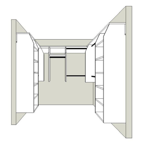 3 and 2 and 3 "U" Shape Walk In Wardrobe Combination