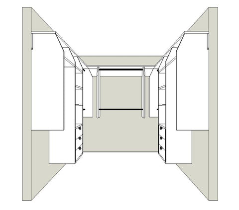 5 and 1 and 5 "U" Shape Walk In Wardrobe Combination