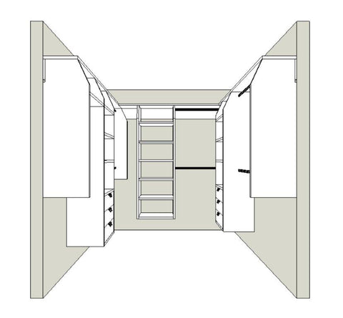 5 and 3 and 3B "U" Shape Walk In Wardrobe Combination