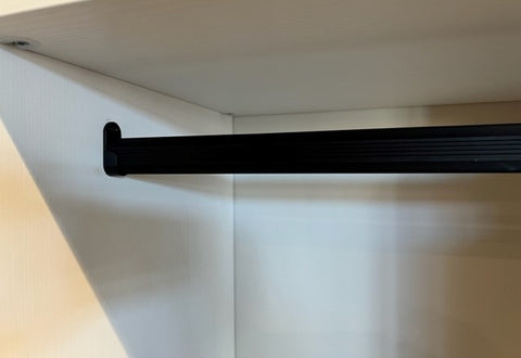 Wardrobe BLACK Hanging Bars 1200mm - Side mounting (packs of 5 or 10 rails)