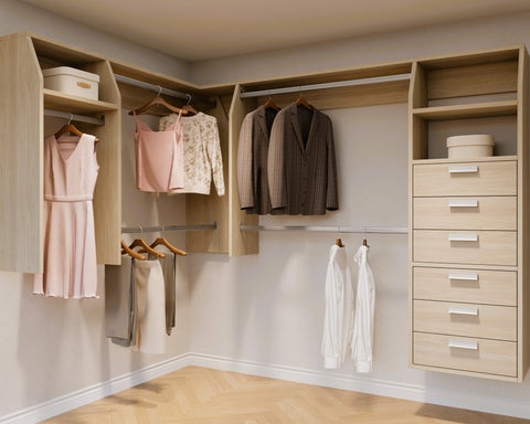 3B(6 x Drawers) and 2 "L" Shape Walk In Wardrobes Combination