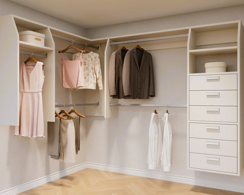 3B(6 x Drawers) and 2 "L" Shape Walk In Wardrobes Combination