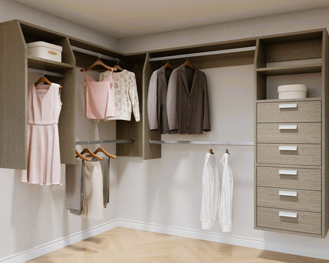 3B(6 x Drawers) and 2 "L" Shape Walk In Wardrobes Combination