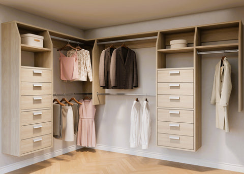 3B(6 x Drawers) and 5(6 x Drawers) "L" Shape Walk In Wardrobes Combination