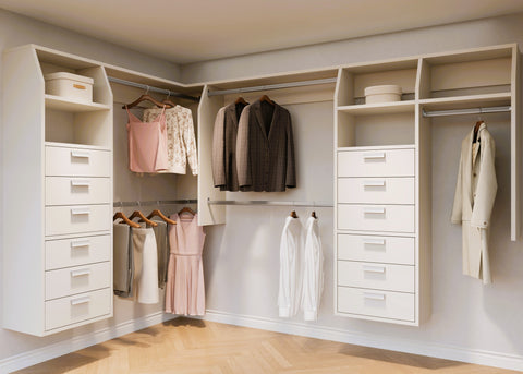 3B(6 x Drawers) and 5(6 x Drawers) "L" Shape Walk In Wardrobes Combination