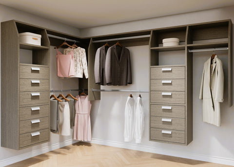 3B(6 x Drawers) and 5(6 x Drawers) "L" Shape Walk In Wardrobes Combination