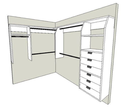 L Shape Walk In Robe I-Robe walk in wardrobe