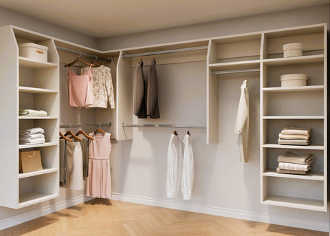 4 and 3 "L" Shape Walk In Wardrobes Combination