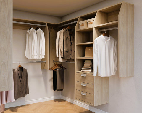 5 and 1 and 5 "U" Shape Walk In Wardrobes Combination