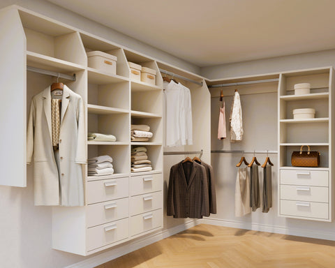 A (Designer's Choice) "L" Shape Walk In Wardrobes Combination