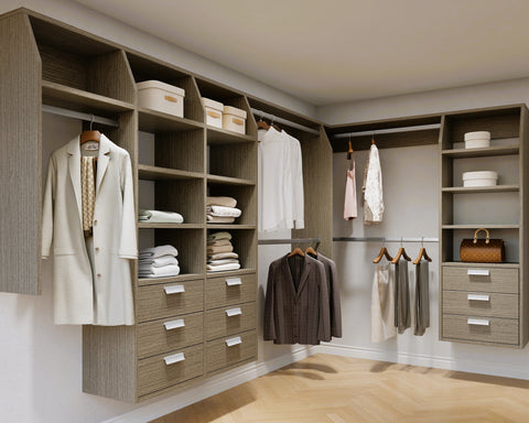 A (Designer's Choice) "L" Shape Walk In Wardrobes Combination