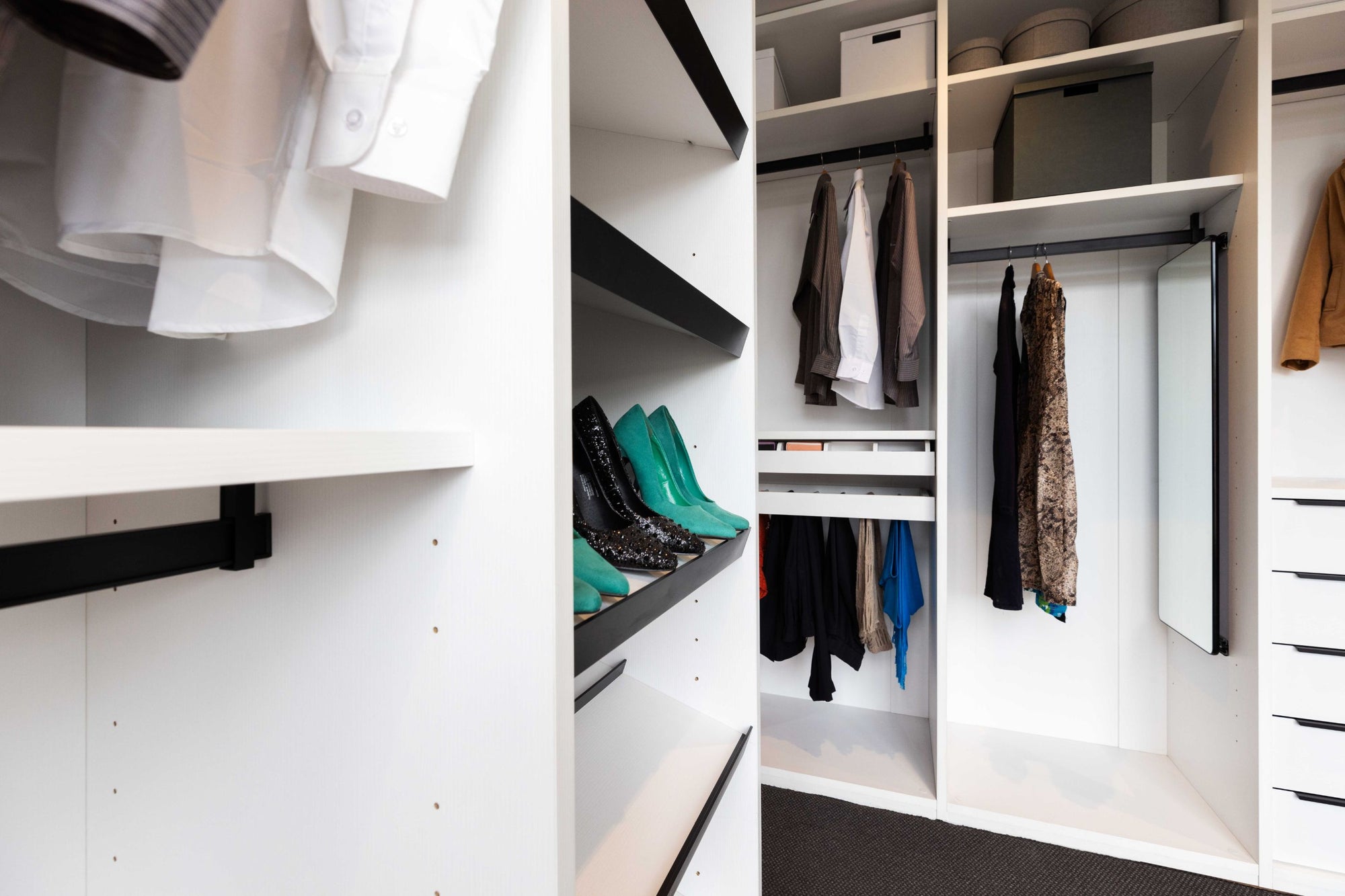 Walk in Wardrobe with storage systems