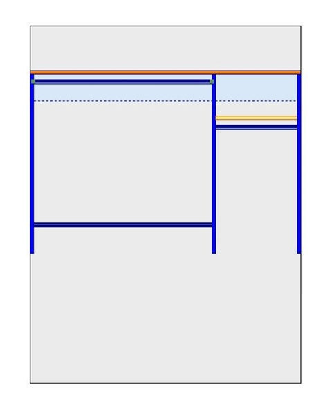i-Robe Wardrobe 2 elevation with double hanging section and side shelf