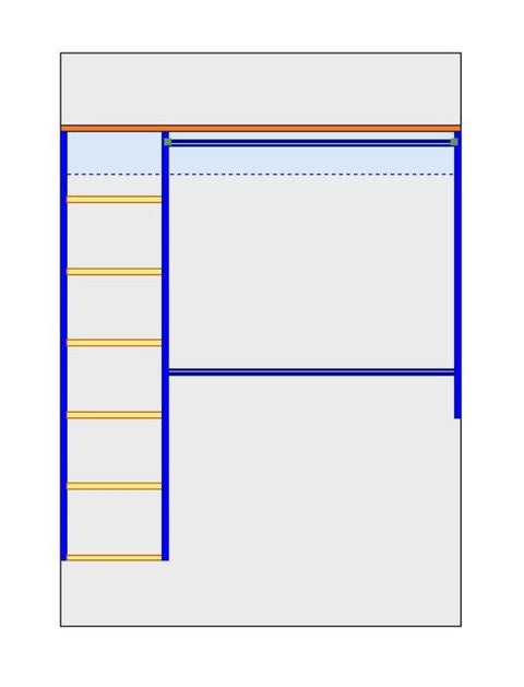 i-Robe Wardrobe 3A elevation with 400mm shelf tower and double hanging section