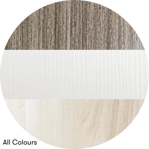i-Robe wardrobe colour samples in Maple Cream, Grey Ash and White Linear finishes
